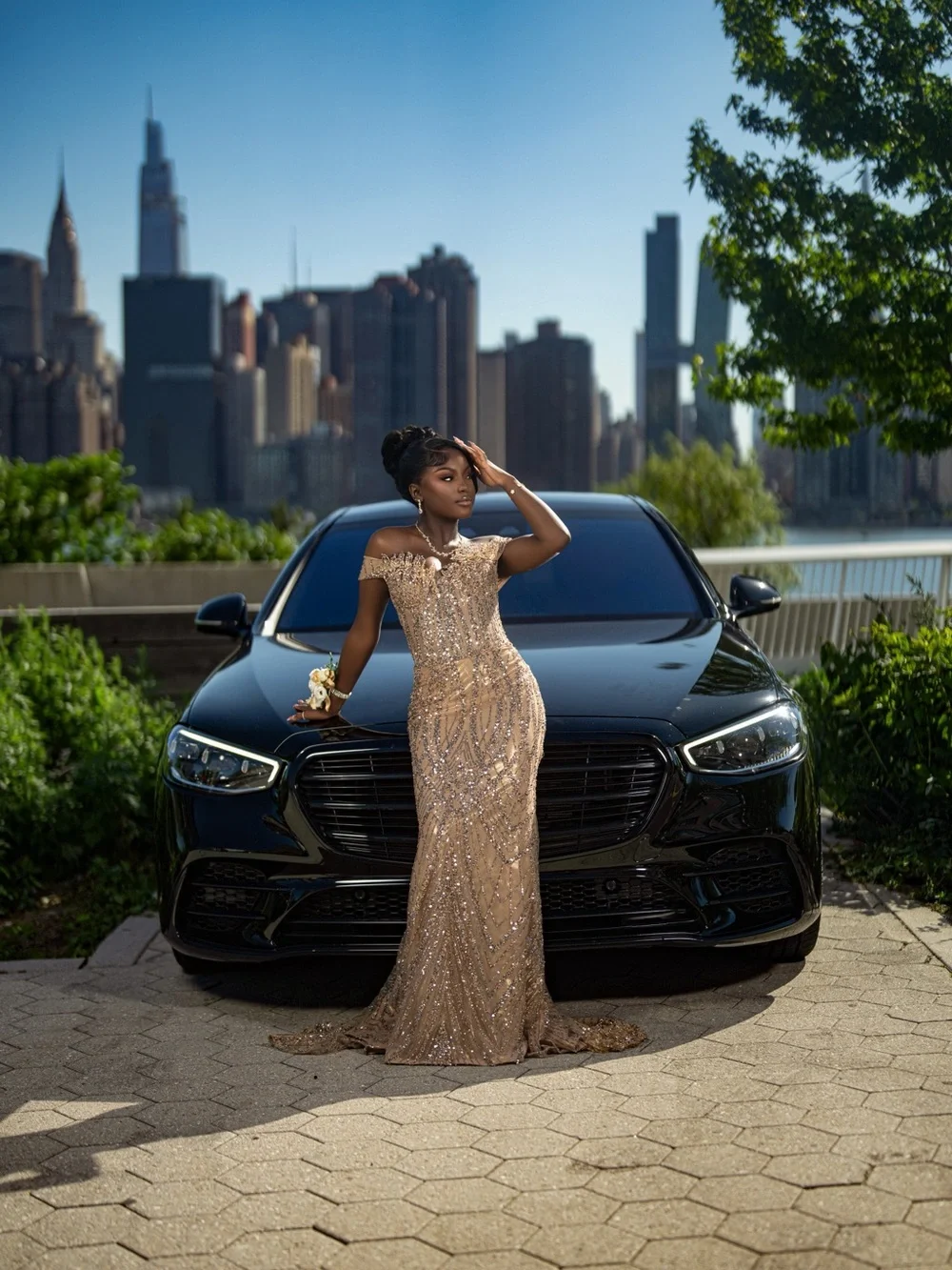 Elegant Gold Sequin Evening Gown - Women Accessories